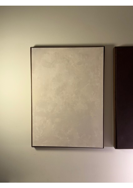 Vıveca “moon” 70 x 50 cm El Yapımı Minimal Bej Renkli Soyut Tablo – Ahşap Floater Çerçeveli