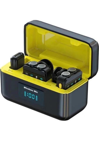 Q09 Iphone ve Type-C Uyumlu Kablosuz Yaka Mikrofonu Göstergeli LED Şarj Kutulu Gürültü Azaltma fiyatları