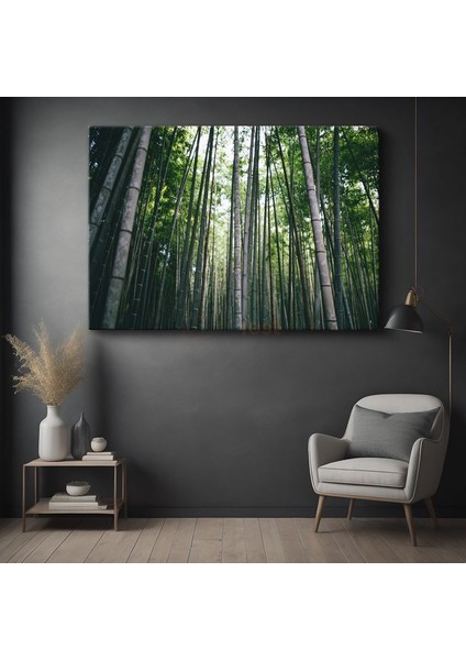 Bambu Ormanı - Göğe Uzanan Yeşil Sütunlar Kanvas Tablo