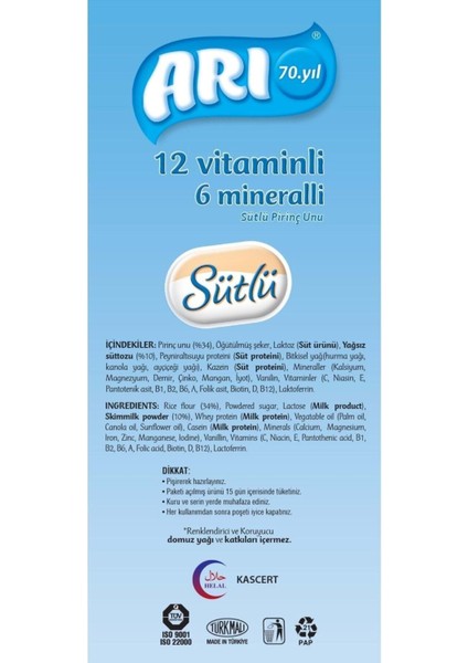 Mama Pirinç Unu 200GR Sütlü 12 Vitaminli 6 Mineralli (4 Lü Set)