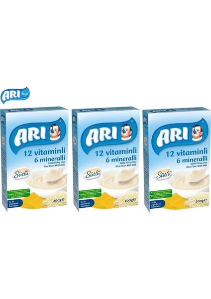 Mama Pirinç Unu 200GR Sütlü 12 Vitaminli 6 Mineralli (3 Lü Set)