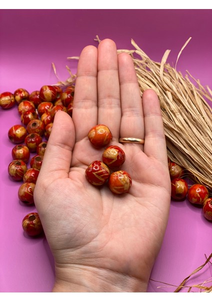 14 mm Desenli Ahşap Boncuk (50 Gram 44 Adet) Delik Çapı 4 mm Makrome Takı Bileklik Yuvarlak fiyatları