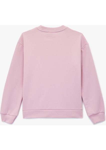 Pamuklu Uzun Kollu Bisiklet Yaka Baskılı Sweatshirt fiyatları