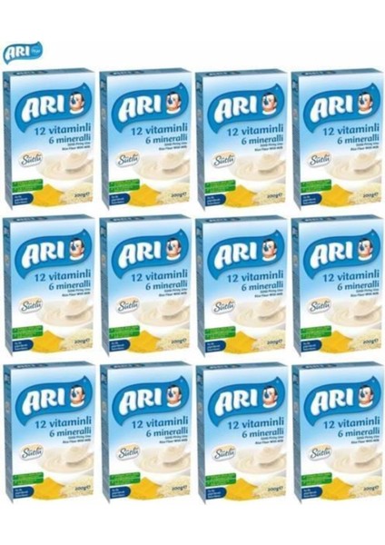 Mama Pirinç Unu 200GR Sütlü 12 Vitaminli 6 Mineralli (12 Li)