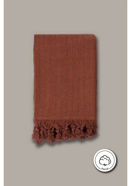 Koltuk Örtüsü %100 Pamuk Çizgili Dekoratif Pike Çok Amaçlı Kiremit Renk fiyatları