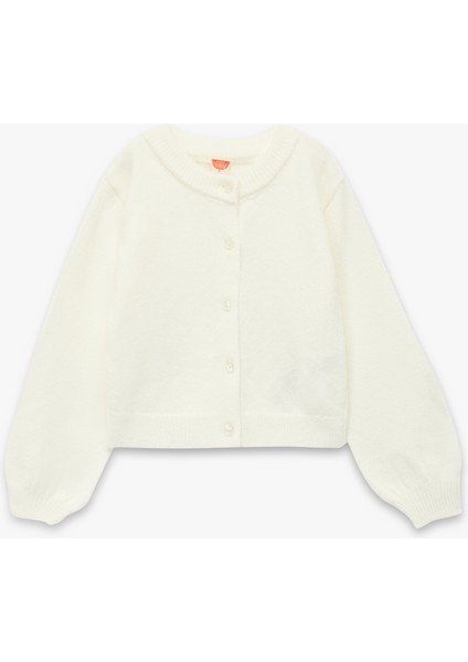 Uzun Kollu Düğme Detaylı Bisiklet Yaka Basic Triko Hırka