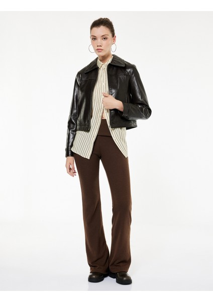 Viskon Karışımlı Yüksek Bel Ispanyol Paça Tayt Pantolon fiyatları