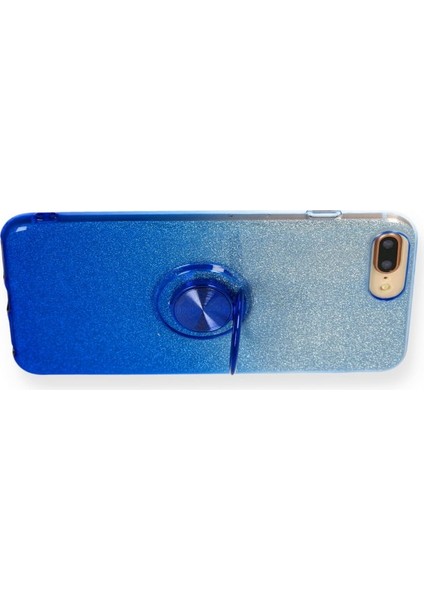 ESLIFETECH26AKSESUAR Iphone 7g Plus/iphone 8g Plus Uyumlu Viktor Yüzüklü Simli Silikon Kılıf-Mavi