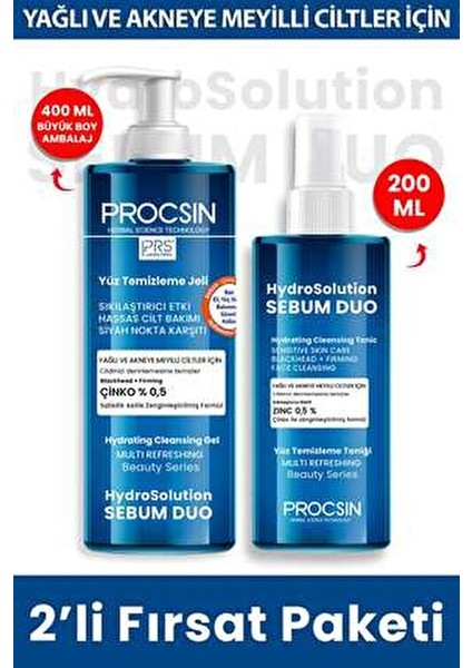 Hydrosolution Yüz Temizleme Jel ve Tonik Paketi Yağlı Ciltler İçin Arındırıcı Etki fiyatları
