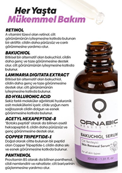 Bakuchiol Serum Yaşlanma Karşıtı Etkiyle Tüm Cilt Tipleri İçin 30 ml Hibiskus Özü