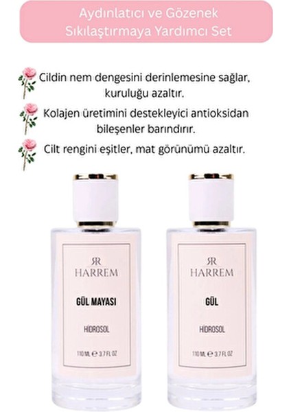 Gül Suyu & Gül Mayası Suyu Seti Gözenek Karşıtı Etki Kuru Ciltler İçin 110 ml indirimleri