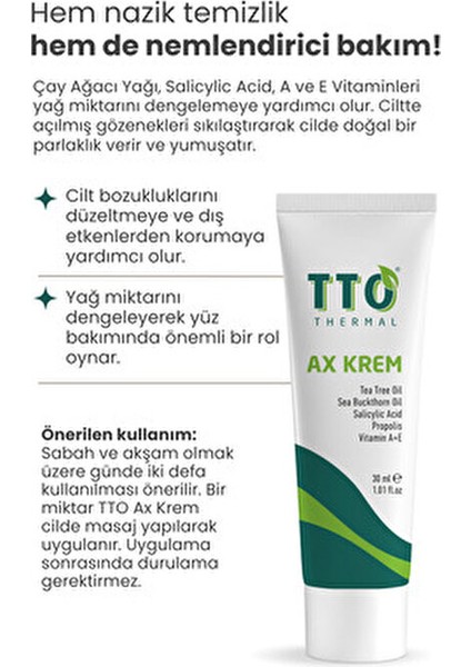 Ax Krem Sıkılaştırıcı Etkiyle Cilt Bozukluklarını Düzeltir 30 ml Çay Ağacı Yağı İçerir