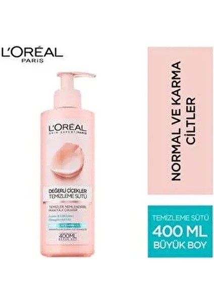 Değerli Çiçekler Temizleme Sütü Dengeleyici Etkiyle Normal ve Karma Ciltler İçin 400 ml fırsatları