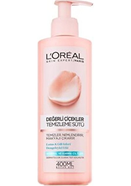 Değerli Çiçekler Temizleme Sütü Dengeleyici Etkiyle Normal ve Karma Ciltler İçin 400 ml indirimleri