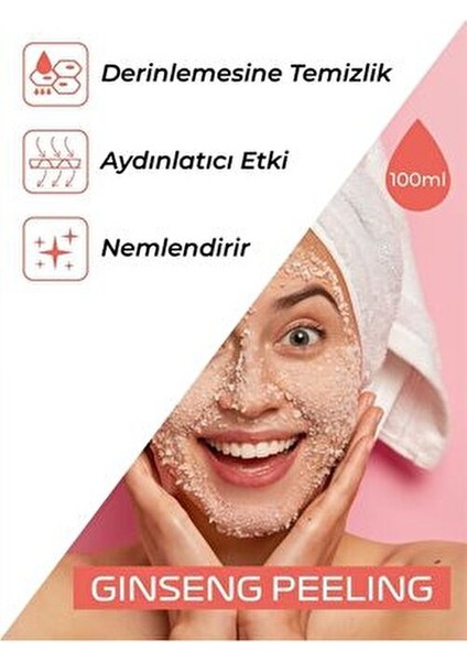 Ginseng Özlü Çilek Peeling Aydınlatıcı Etki Tüm Cilt Tipleri İçin 100 ml