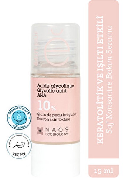 Pure Active Glikolik Asit %10 AHA Peeling Etkili Saf Konsantre Bakım 15 ml
