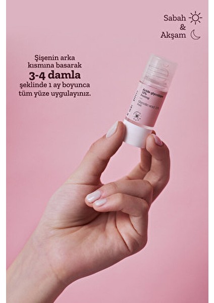 Pure Active Glikolik Asit %10 AHA Peeling Etkili Saf Konsantre Bakım 15 ml