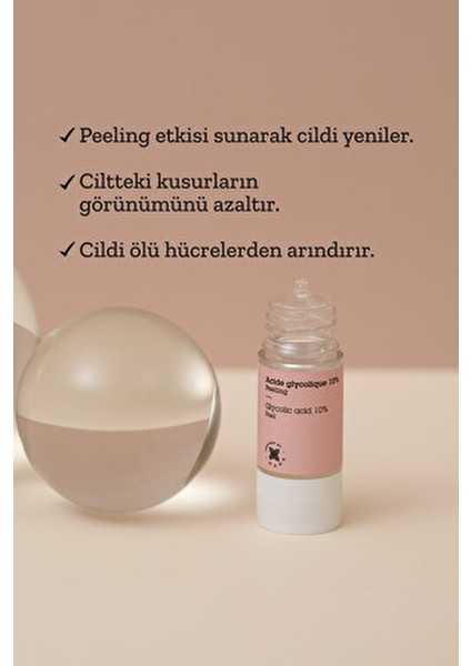 Pure Active Glikolik Asit %10 AHA Peeling Etkili Saf Konsantre Bakım 15 ml