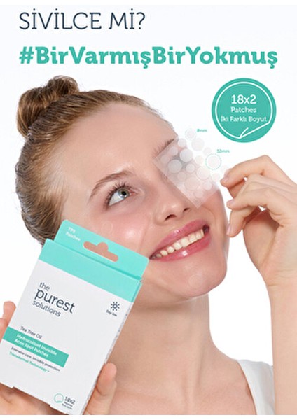 Hidrokolloid Yüz Bandı Akneli Ciltler İçin Akne Karşıtı 36 Adet Vegan