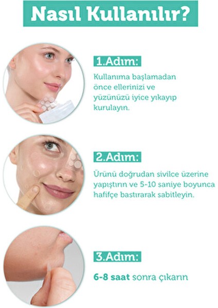 Hidrokolloid Yüz Bandı Akneli Ciltler İçin Akne Karşıtı 36 Adet Vegan