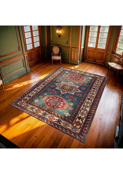 Mavi Madalyon Modern Etnik Desenli Halı | Makinada Yıkanabilir | Hav Toz Vermez | Leke Tutmayaz | Kaymaz Taban | Dijital Makine Baskı | Salon Yolluk Mutfak Halısı modelleri