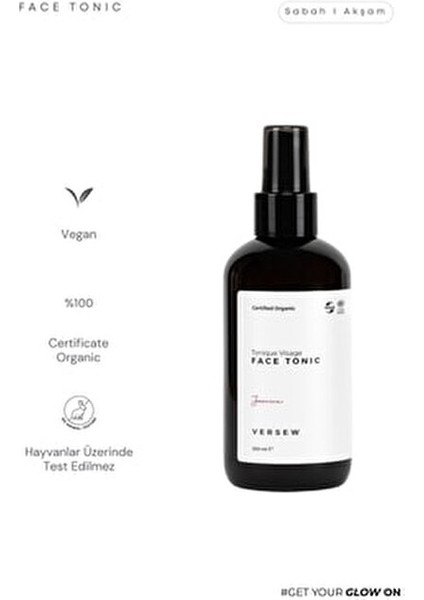 Organik Tonik Arındırıcı ve Sıkılaştırıcı Etki 200 ml Tüm Ciltler İçin Aloe Vera ve Yasemin