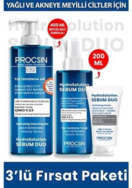 Hydrosolution Yüz Temizleme Seti Arındırıcı Etki Yağlı Ciltler İçin Özel Formül fiyatları