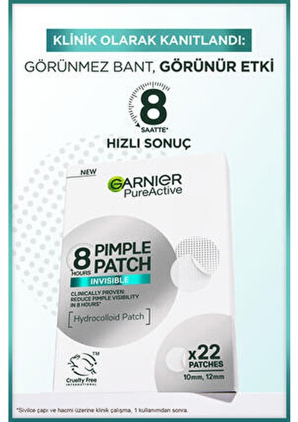 Pimple Patch 22 Adet Akne Karşıtı Bant Tüm Cilt Tipleri İçin 8 Saat Etkili