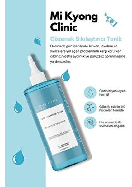 Tonik Glikolik Asit İçeren Gözenek Karşıtı 200 ml Tüm Cilt Tipleri İçin