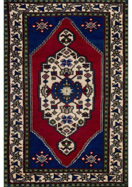 Mavi Madalyon Modern Etnik Desenli Halı | Makinada Yıkanabilir | Hav Toz Vermez | Leke Tutmayaz | Kaymaz Taban | Dijital Makine Baskı | Salon Yolluk Mutfak Halısı