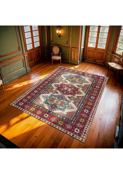 Bordo Madalyon Modern Etnik Desenli Halı | Makinada Yıkanabilir | Hav Toz Vermez | Leke Tutmayaz | Kaymaz Taban | Dijital Makine Baskı | Salon Yolluk Mutfak Halısı modelleri