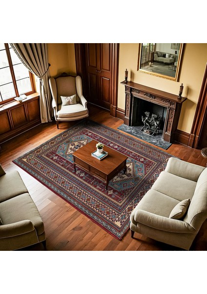 Bordo Madalyon Modern Etnik Desenli Halı | Makinada Yıkanabilir | Hav Toz Vermez | Leke Tutmayaz | Kaymaz Taban | Dijital Makine Baskı | Salon Yolluk Mutfak Halısı fiyatları