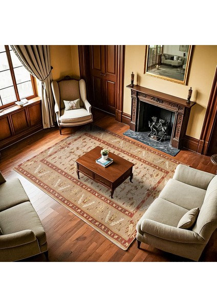 Krem Bordürlü Modern Etnik Desenli Halı | Makinada Yıkanabilir | Hav Toz Vermez | Leke Tutmayaz | Kaymaz Taban | Dijital Makine Baskı | Salon Yolluk Mutfak Halısı fiyatları