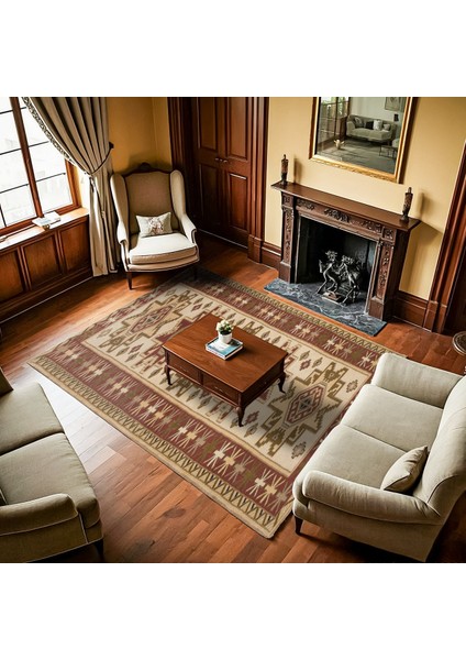 Krem Madalyon Modern Etnik Desenli Halı | Makinada Yıkanabilir | Hav Toz Vermez | Leke Tutmayaz | Kaymaz Taban | Dijital Makine Baskı | Salon Yolluk Mutfak Halısı fiyatları