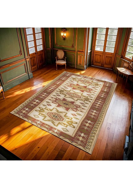 Krem Madalyon Modern Etnik Desenli Halı | Makinada Yıkanabilir | Hav Toz Vermez | Leke Tutmayaz | Kaymaz Taban | Dijital Makine Baskı | Salon Yolluk Mutfak Halısı modelleri