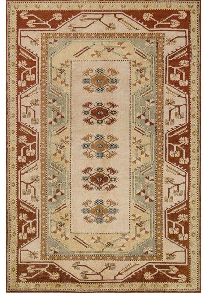 Krem Bordürlü Modern Etnik Desenli Halı | Makinada Yıkanabilir | Hav Toz Vermez | Leke Tutmayaz | Kaymaz Taban | Dijital Makine Baskı | Salon Yolluk Mutfak Halısı