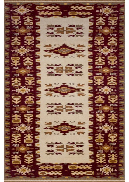 Bordo Bordürlü Modern Etnik Desenli Halı | Makinada Yıkanabilir | Hav Toz Vermez | Leke Tutmayaz | Kaymaz Taban | Dijital Makine Baskı | Salon Yolluk Mutfak Halısı