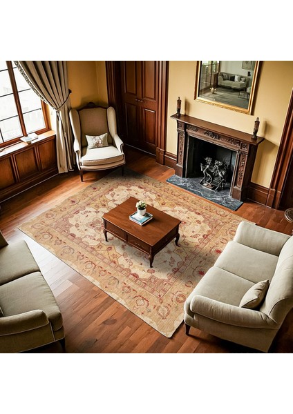 Krem Göbekli Modern Etnik Desenli Halı | Makinada Yıkanabilir | Hav Toz Vermez | Leke Tutmayaz | Kaymaz Taban | Dijital Makine Baskı | Salon Yolluk Mutfak Halısı fiyatları