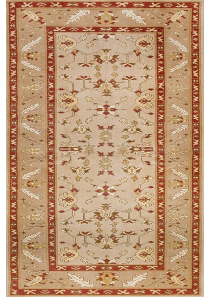 Krem Bordürlü Modern Etnik Desenli Halı | Makinada Yıkanabilir | Hav Toz Vermez | Leke Tutmayaz | Kaymaz Taban | Dijital Makine Baskı | Salon Yolluk Mutfak Halısı