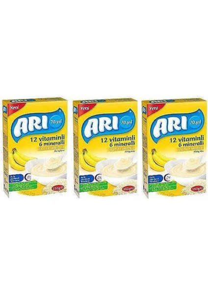 Mama 12 Vitaminli 6 Mineralli Sütlü Muzlu Pirinç Unu Bebek Maması 250 gr 3 Lü