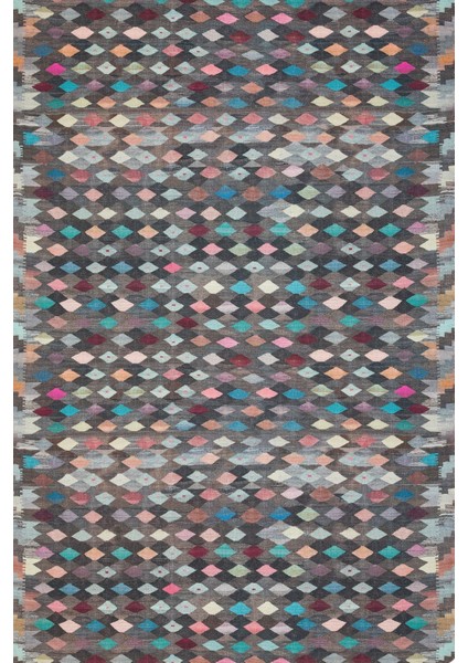 Gri Soyut Modern Etnik Desenli Halı | Makinada Yıkanabilir | Hav Toz Vermez | Leke Tutmayaz | Kaymaz Taban | Dijital Makine Baskı | Salon Yolluk Mutfak Halısı