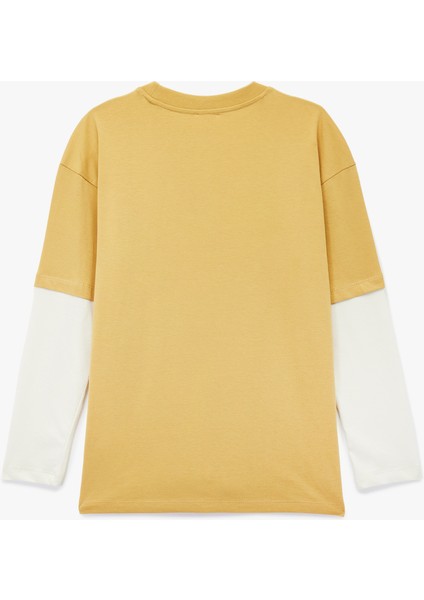 Pamuklu Uzun Kollu Bisiklet Yaka Baskılı Tişört fiyatları
