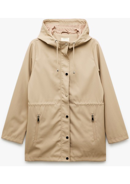 Cepli Beli Bağlamalı Uzun Kollu Fermuarlı Kapüşonlu Yağmurluk fırsatları