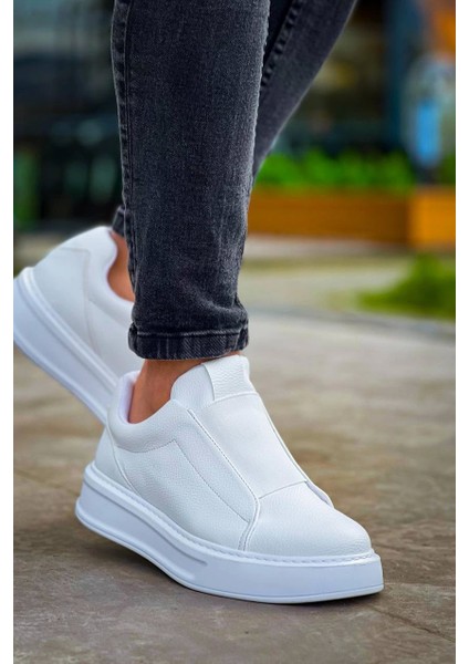 ZRN-007 Beyaz Yüksek Taban Tek Bant Bağcıksız Günlük Comfort Erkek Sneaker fiyatları