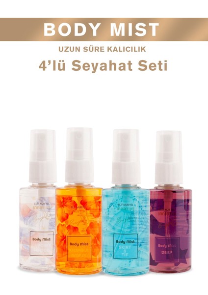 Eny Elif Nur Yel Seyahat Boy Vücut Spreyi Seti 4X50ML 1xcupcake Season,1xkissable Amber,1xskirt&tie,1xdeep Voice Vücut Spreyleri fiyatları