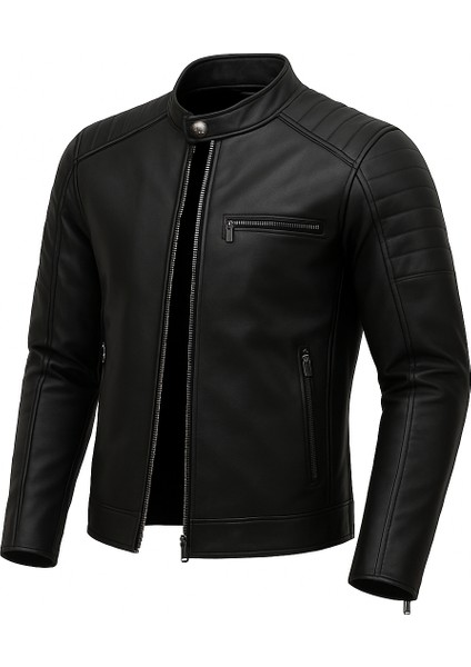 Erkek Siyah Dar Kesim Yeni Sezon Deri Ceket Mont modelleri