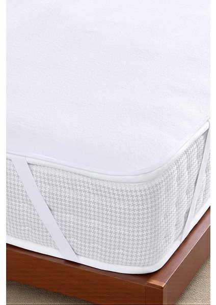 Alez Pamuklu Su Sıvı Geçirmez 4 Köşe Beyaz Yatak Koruyucu Tek Çift Kişilik Terletmeyen Yatak Alezi