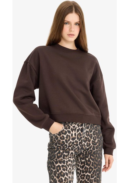 Regular Fit Bisiklet Yaka Kalın Basic Düz Sweatshirt D6645AX25WN modelleri