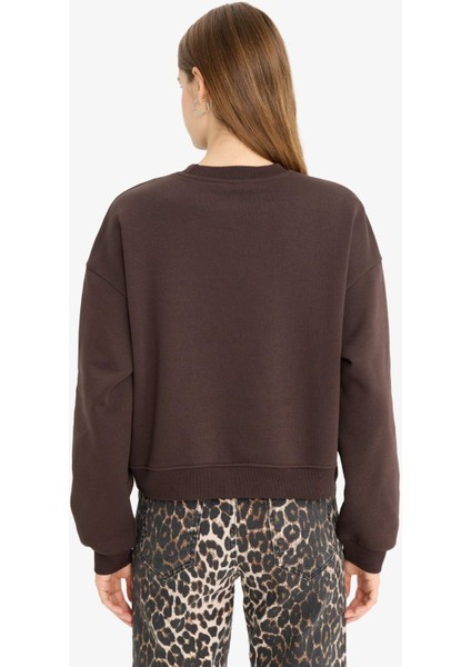 Regular Fit Bisiklet Yaka Kalın Basic Düz Sweatshirt D6645AX25WN