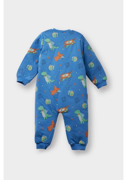 Erkek Bebek 1,6 Tog Elyaf Dinozor Baskılı Fermuarlı Uzun Kollu Penye Tulum F3527A525WN modelleri